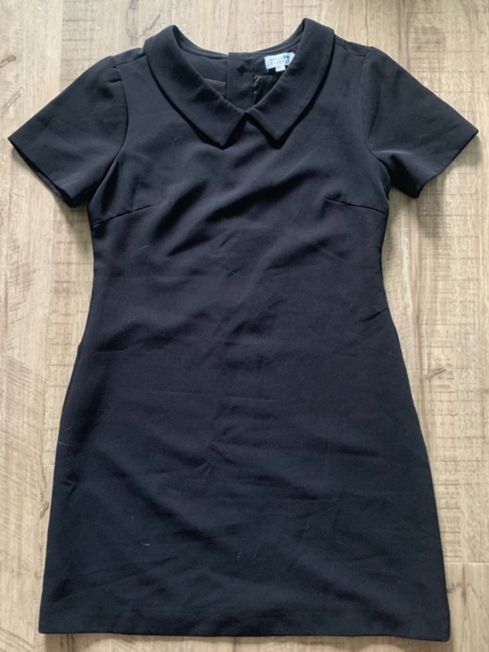Molly Bracken Vintage-style Black Short Sleeve Dress w/ Button Accents & Collar